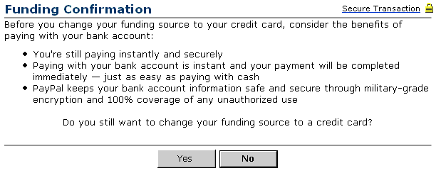 The "advantages" of paying with a bank account.