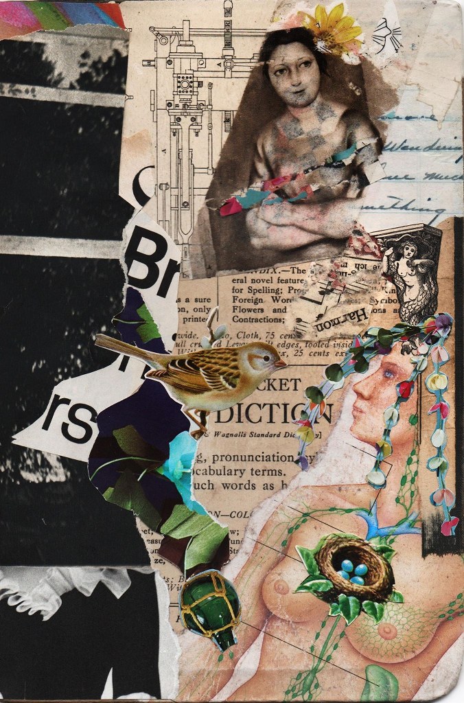 A collage miniature collaboration by John Andrew Dixon and Mary Madelyn Carney