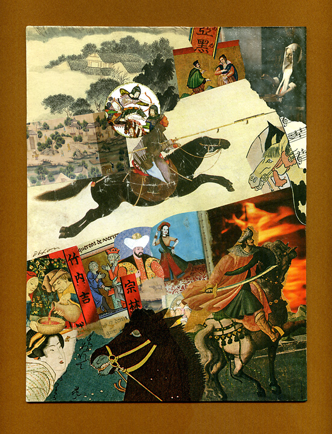 Silk Road Guardians ~ collage miniature by John Andrew Dixon ~ Danville, Kentucky ~ Kentucky Crafted Mixed Media Artist