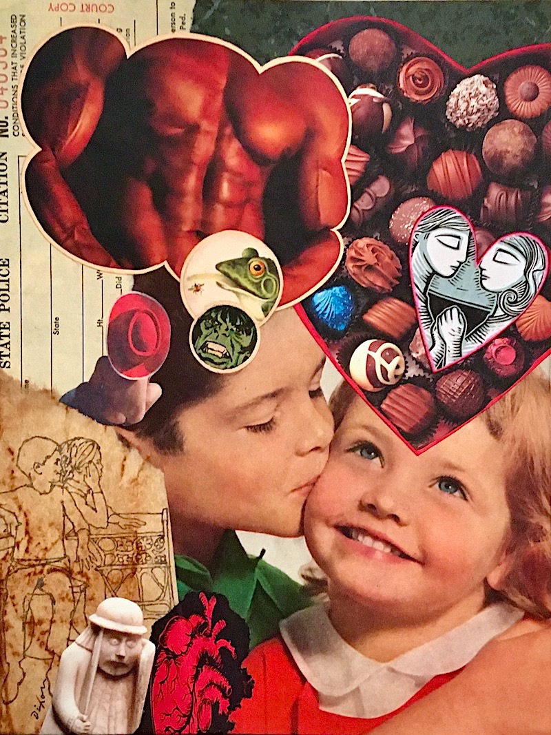 Be Mine (Candy's Beefcake) ~ collage valentine by J A Dixon