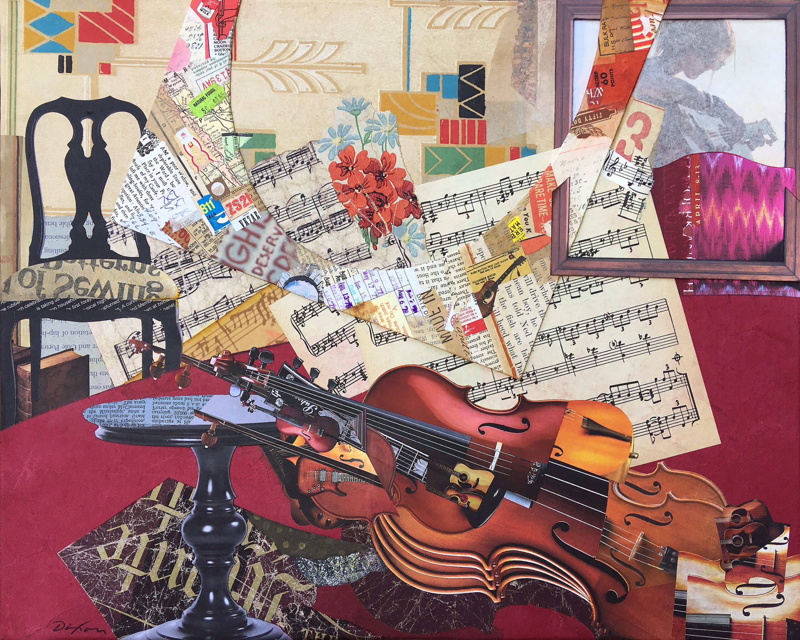 String Thesis ~ imaginary still life collage by J A Dixon