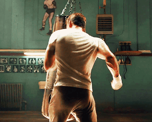 Chris Evans is very angry with a punching bag.
