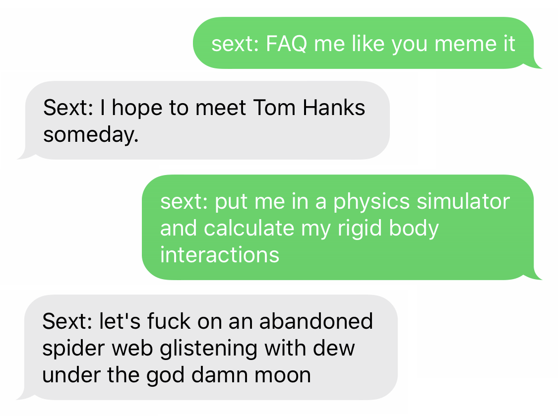 Sext: I hope to meet Tom Hanks someday.