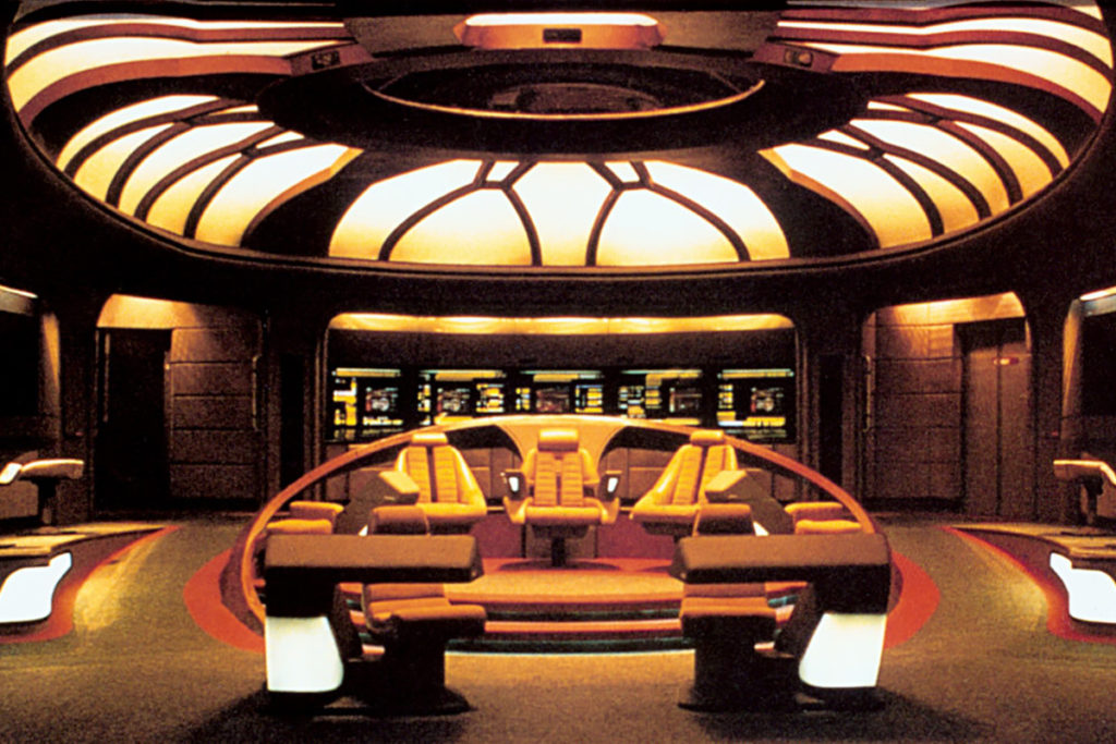 Perspective from the view screen of the Enterprise-D bridge
