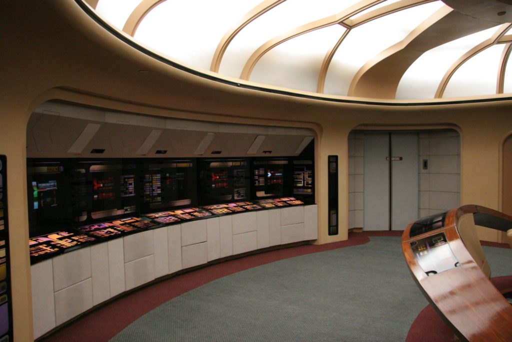 Side view of the rear portion of the Enterprise-D bridge.