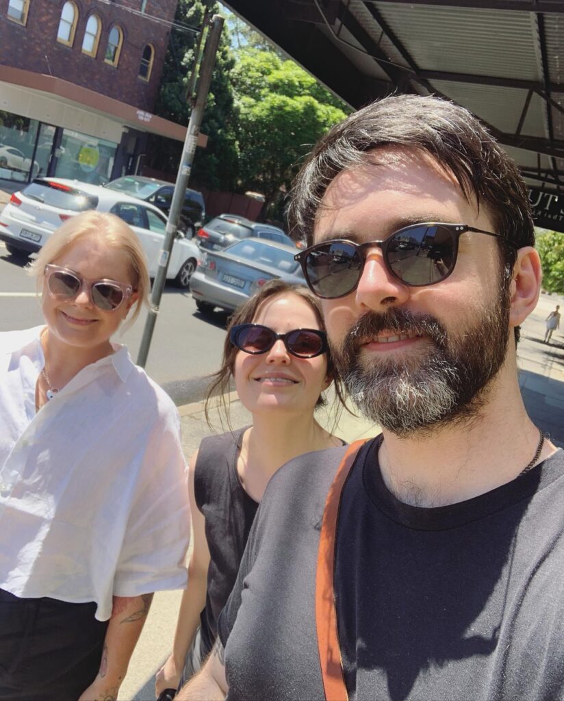 Vee, Jojo, and Will, in sunglasses.